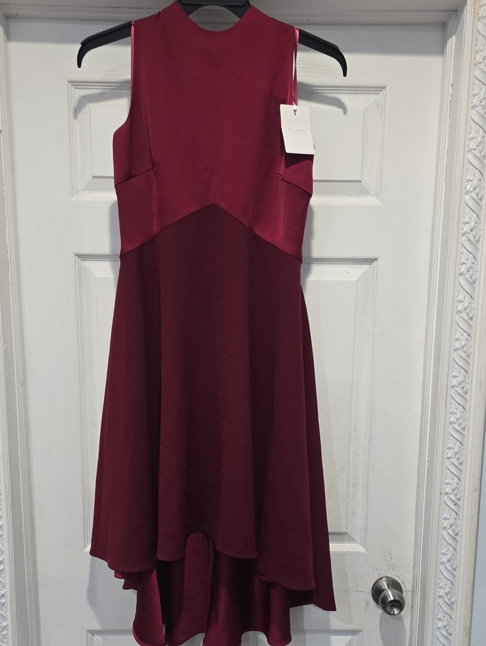 NWG TED BAKER LONDON-Burgundy High-Low Sleeveless Dress